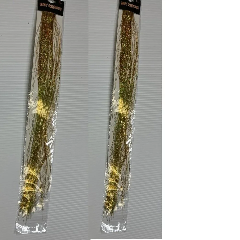 Hair Extensions Halloween Gold Glitter Set of 2 Synthetic Hair 19